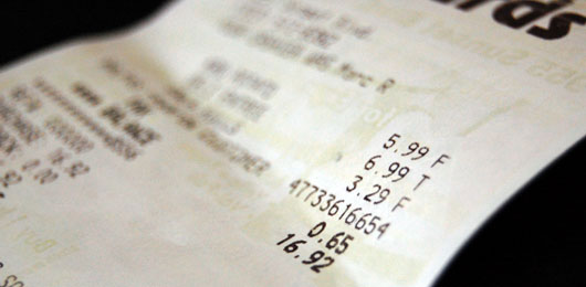 Close up of a receipt