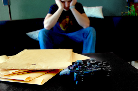 Man distracted by video games