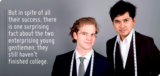 Founders of Indochino with article quote - they still havent finished college