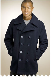 A person wearing a pea coat