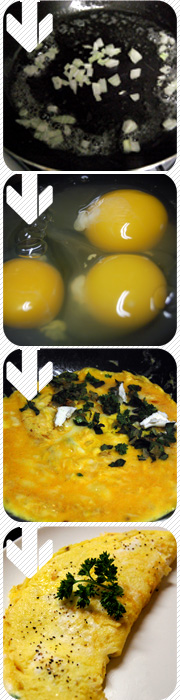 Raw eggs turned into an omlete