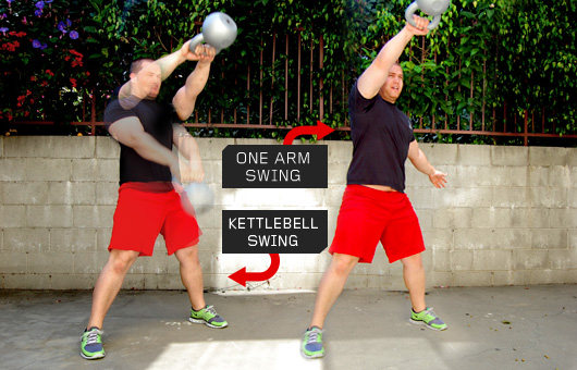 Man demonstrating kettlebell swings