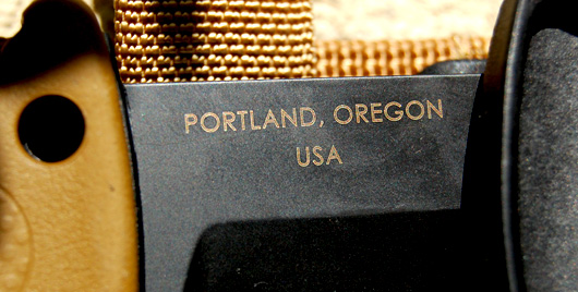 Close of portland Oregon on knife