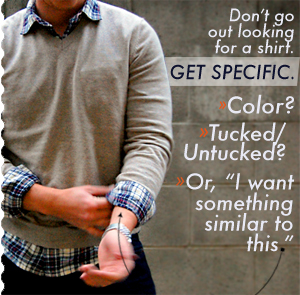 A man holding a A man wearing a sweater - Get specific - color, tucked, untucked