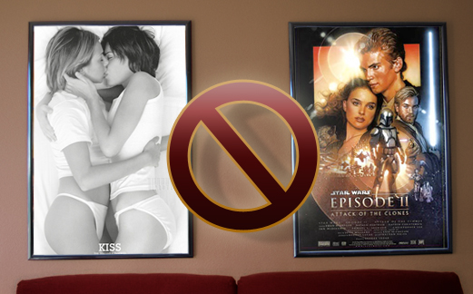 No sign over movie posters