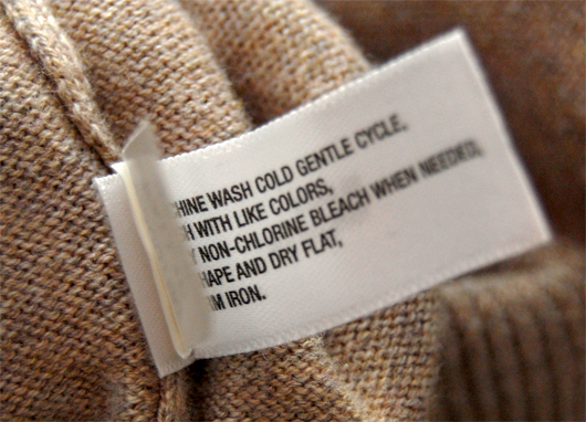 clothing care tag