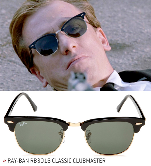 An actor wearing sunglasses with Ray-Ban Clubmaster