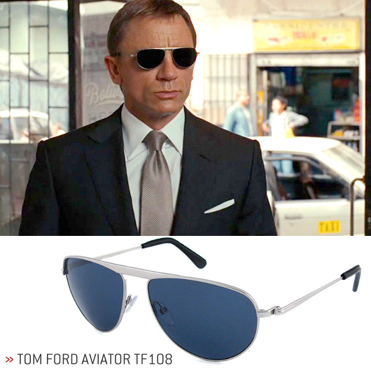 James Bond sunglasses and a suit and tie, with TOM FORD