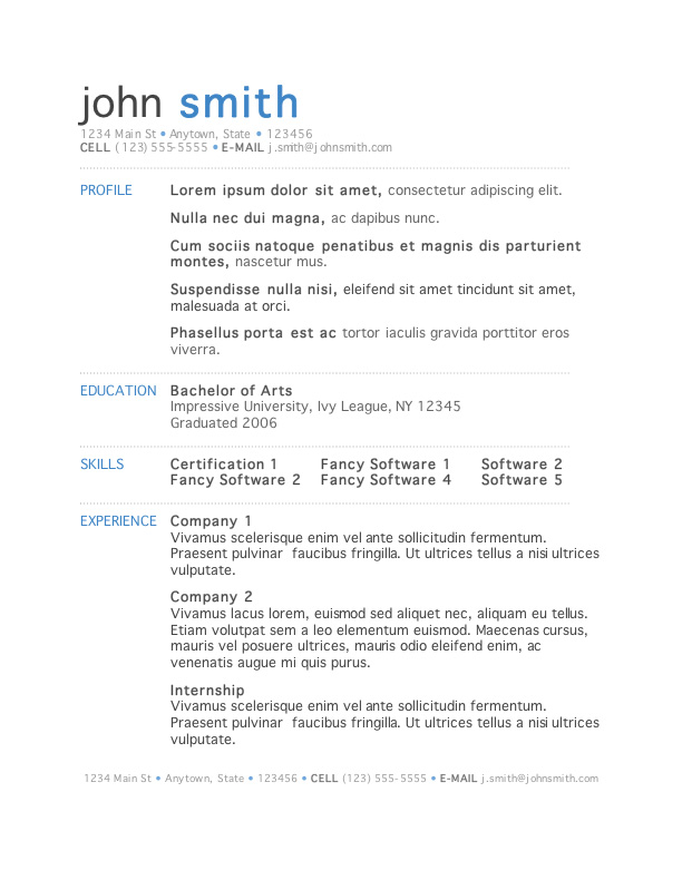 Resume Template Microsoft Free resume template Microsoft Word