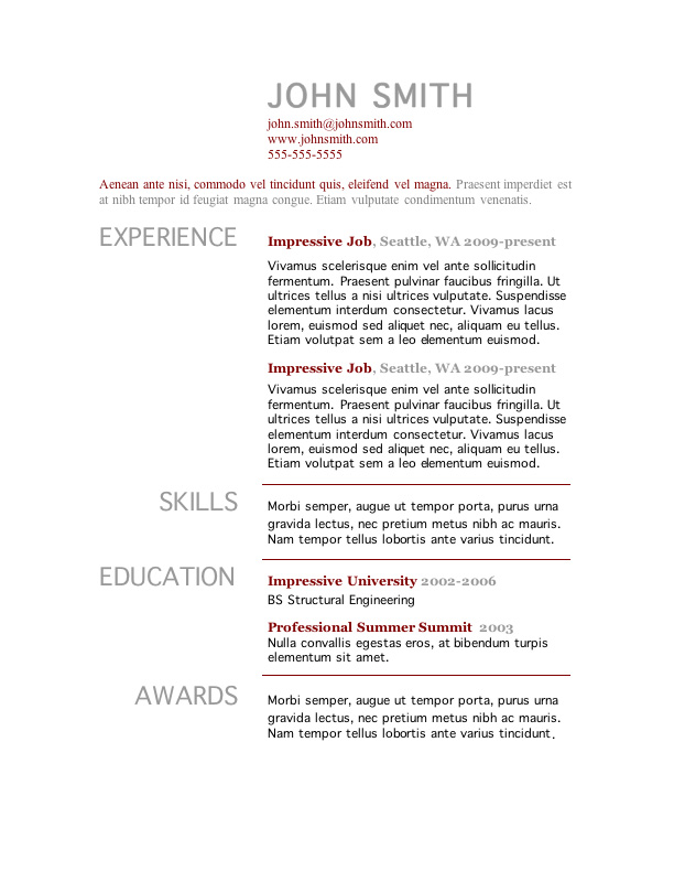 Resume sample free template