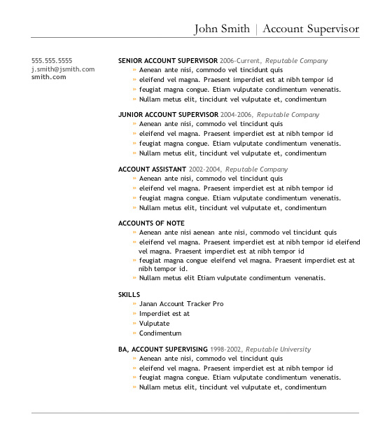 Sample resume layouts free