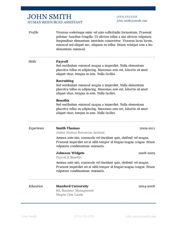 Resume Formats For Word Free resume template Microsoft Word