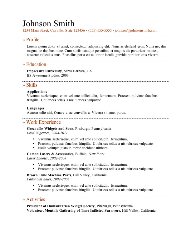 Free resume sampler