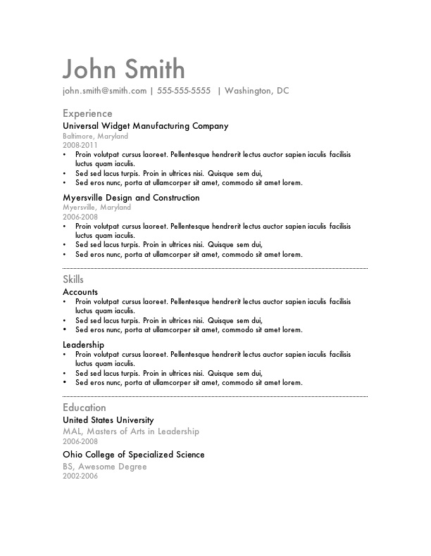 Office word resume templates