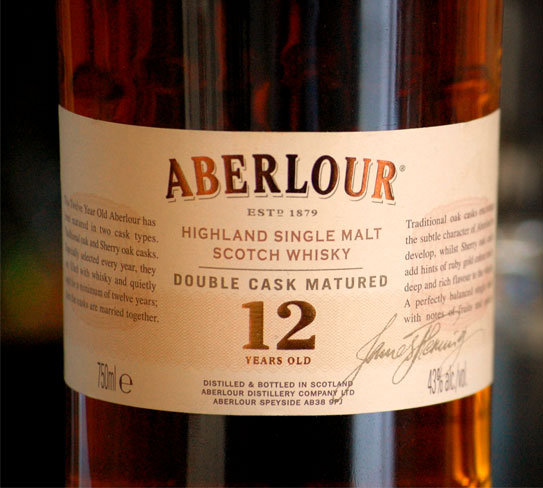 A close up of a bottle of Aberlour
