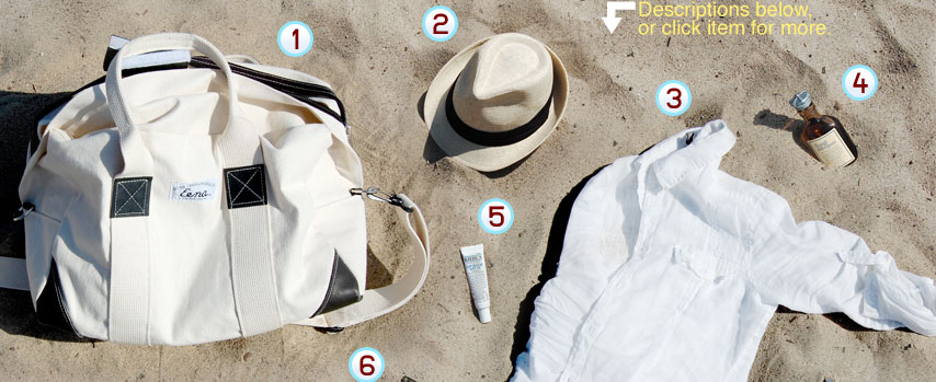 Items laying on the beach with numbers next to each