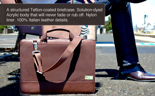 A structured teflon-coated briefcase