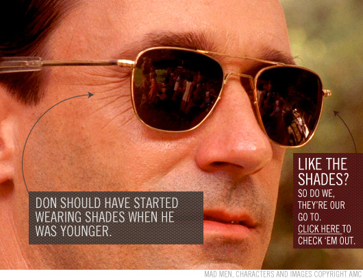 A close up of Don Draper wearing sunglasses