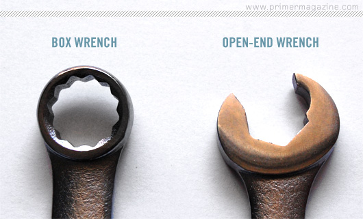 Box wrench and open-end wrench