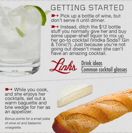 Valentines Day infographic - getting started with cocktails and bread