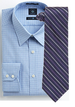 Blue shirt with purple tie