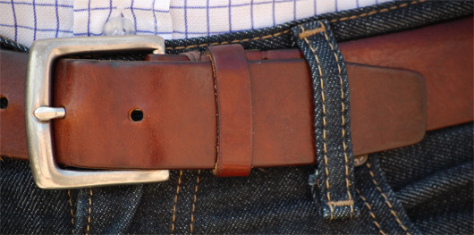 Close up of leather belt