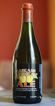 A close up of a bottle cascade beer