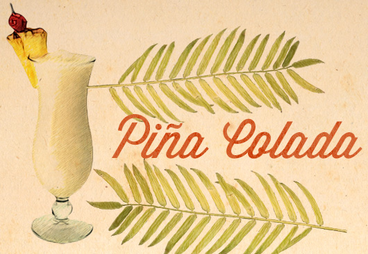 Pina colada tiki drink illustration