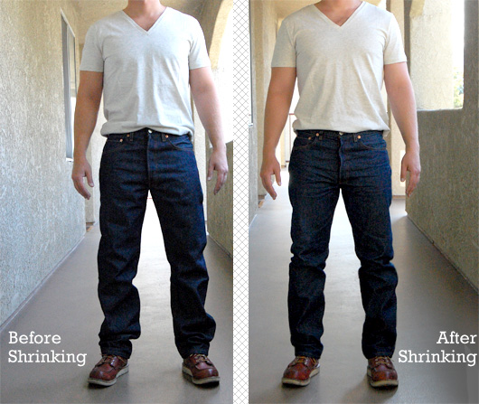 Levis 501 Shrink to Fit before after comparison