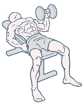 Illustration of man doing one armed bench press
