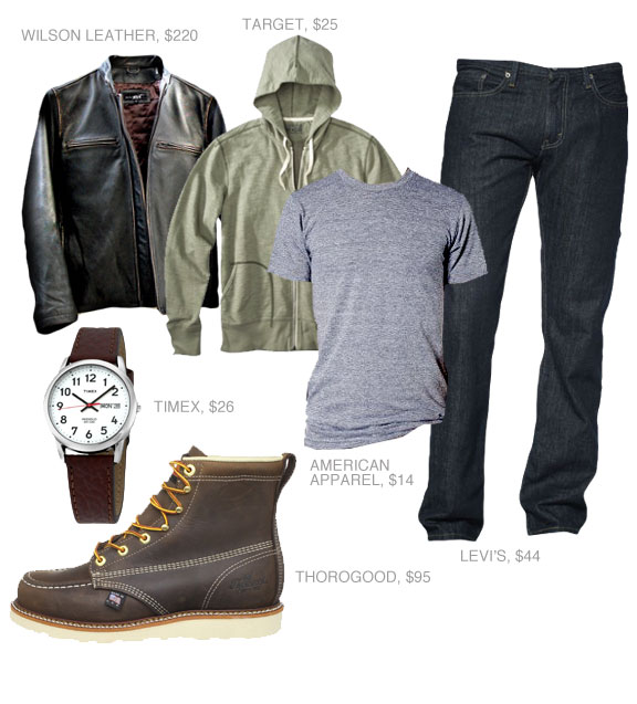 Going Out Outfit with leather jacket, hoodie, t-shirt, jeans, and boots
