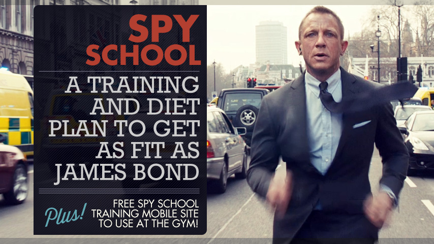 Daniel Craig wearing a suit and tie running down a street - Spy School Training 