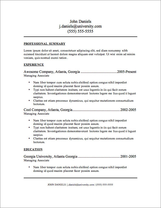 Free Resume Template Layout