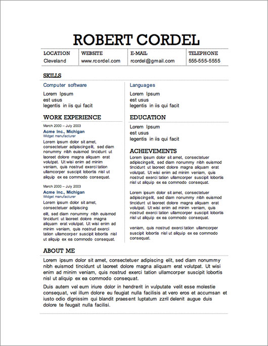 12 resume templates for microsoft word free download