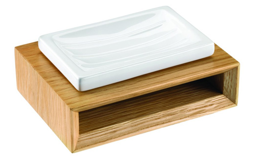 Soap dish with wooden stand