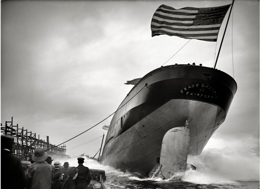 Frank J Hecker ship with flag