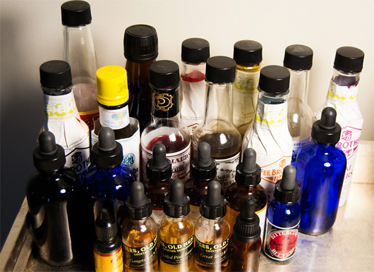 A collection of homemade bitters