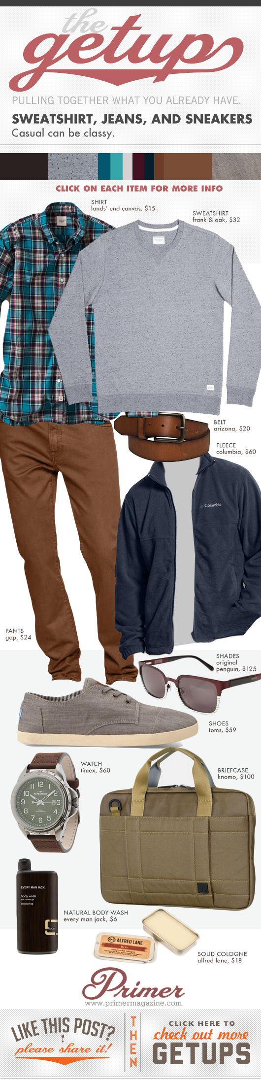 Getup Sweatshirt Jeans and sneakers - Brown pants Blue Jacket