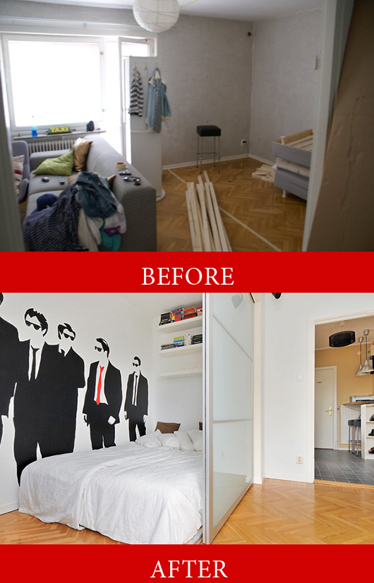 Before and after of studio