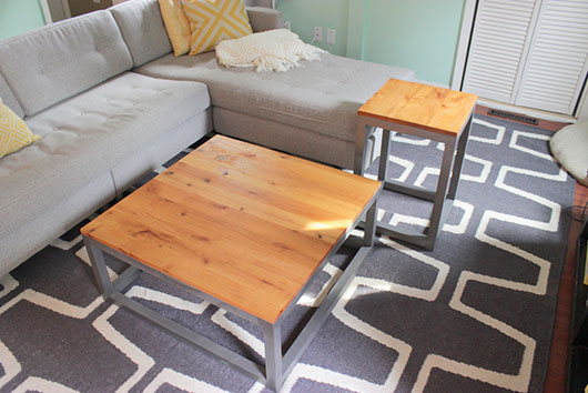 Wood coffee table in living room