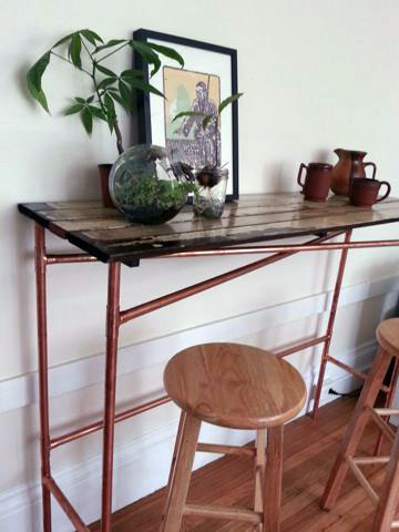 A pipe desk and stool