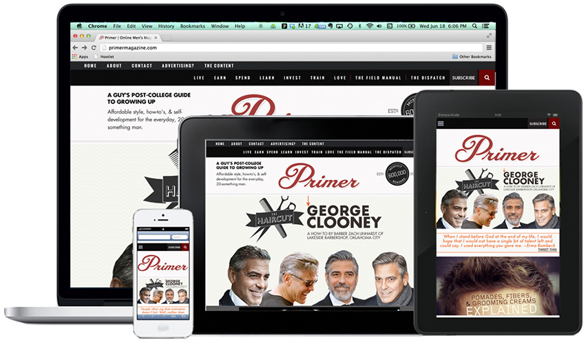 Different electronic devices with the Primer homepage on it