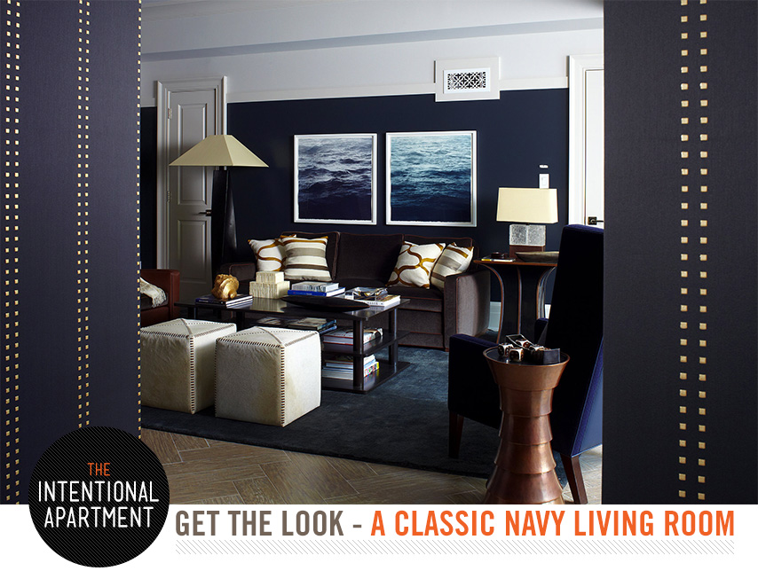intentional apartment navy living room