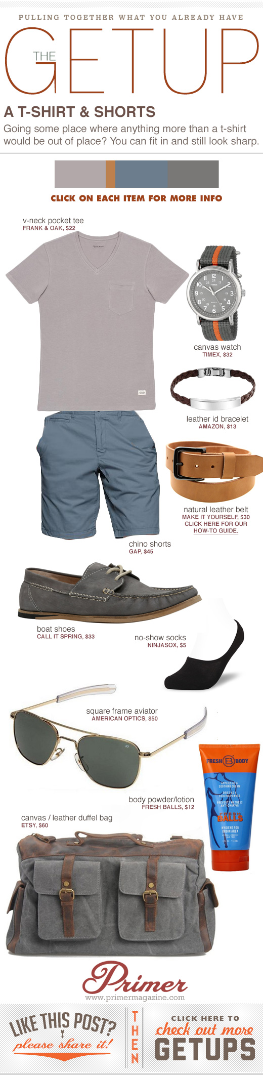Getup Tshirt and Shorts - Blue shorts and boat shoes