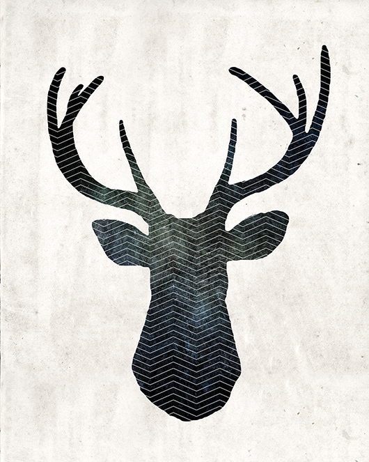 free art download stag head deer print