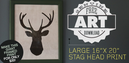 Free Art Download: Large 16″ x 20″ Stag Head Print