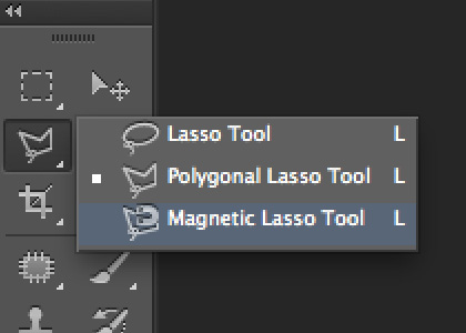Photoshop lasso tool menu