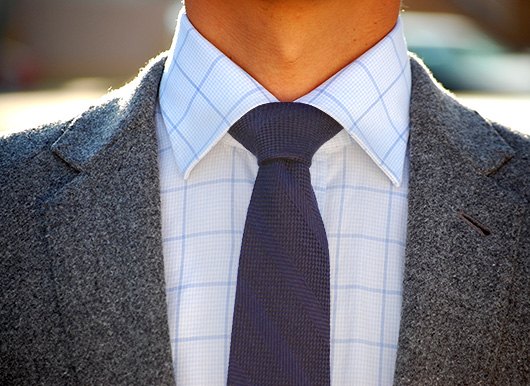 Close up of a knit tie