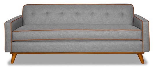 Gray sofa with brown accent