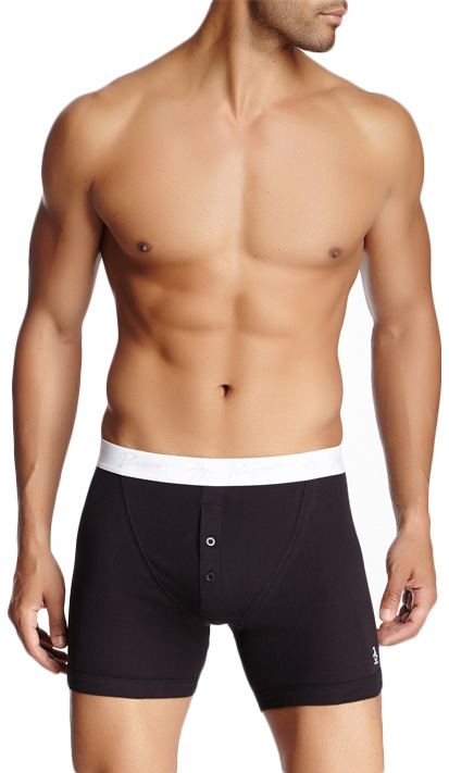 A person modeling black underwear